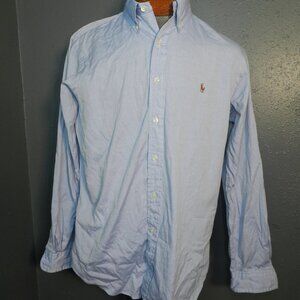 Ralph Lauren Mens Long Sleeve Button Down Light Blue Classic Fit Shirt Size 16